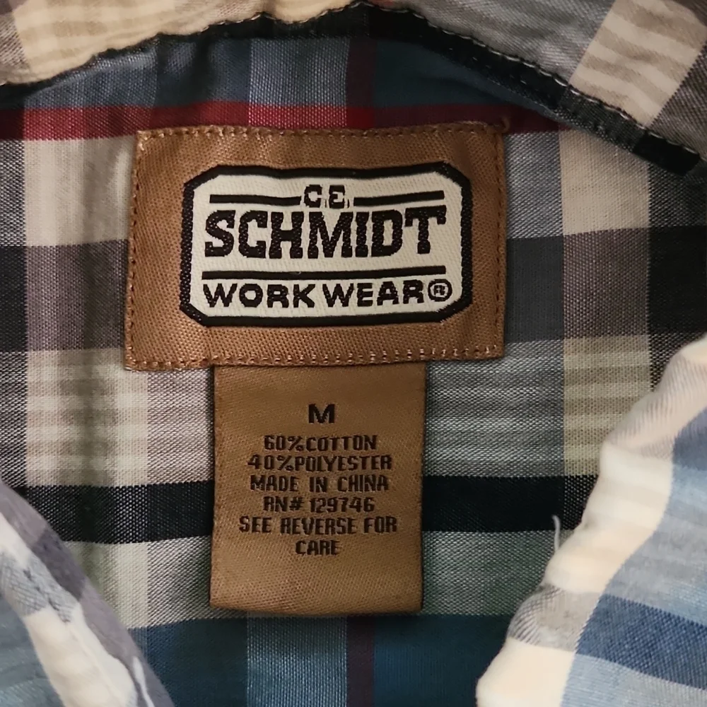 C.e. Schmidt Workwear Blue & Red Plaid Button-Up Shirt - Picture 5 of 6